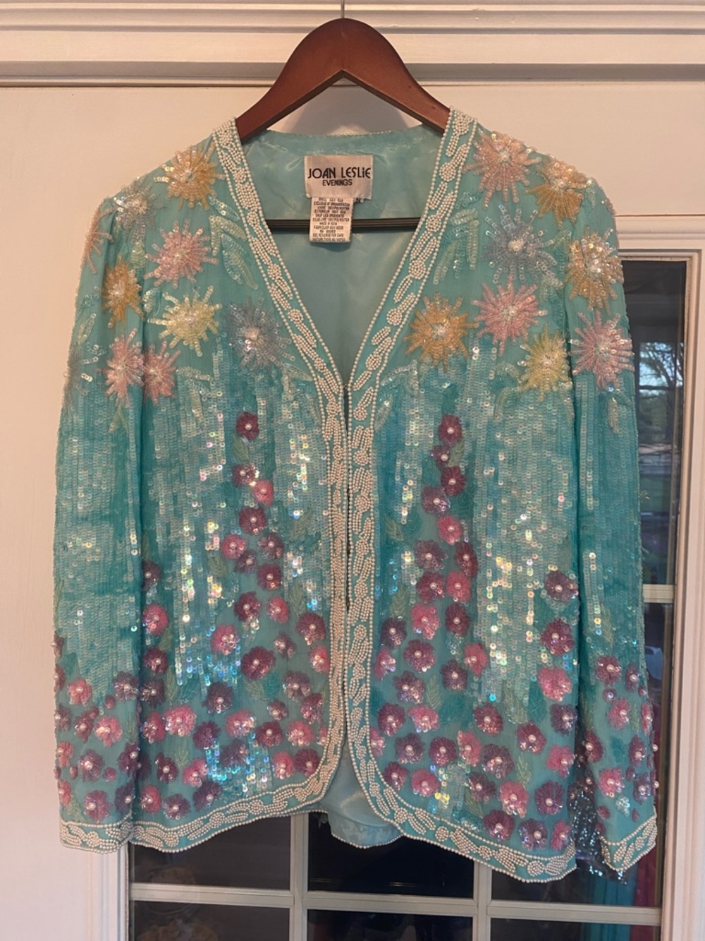 Joan Leslie Turquoise & Purple Silk Evening Jacket. Size Small. Spectacular!